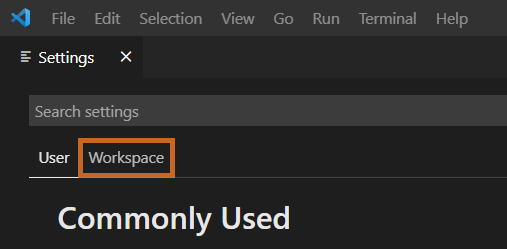 Select the Workspace tab