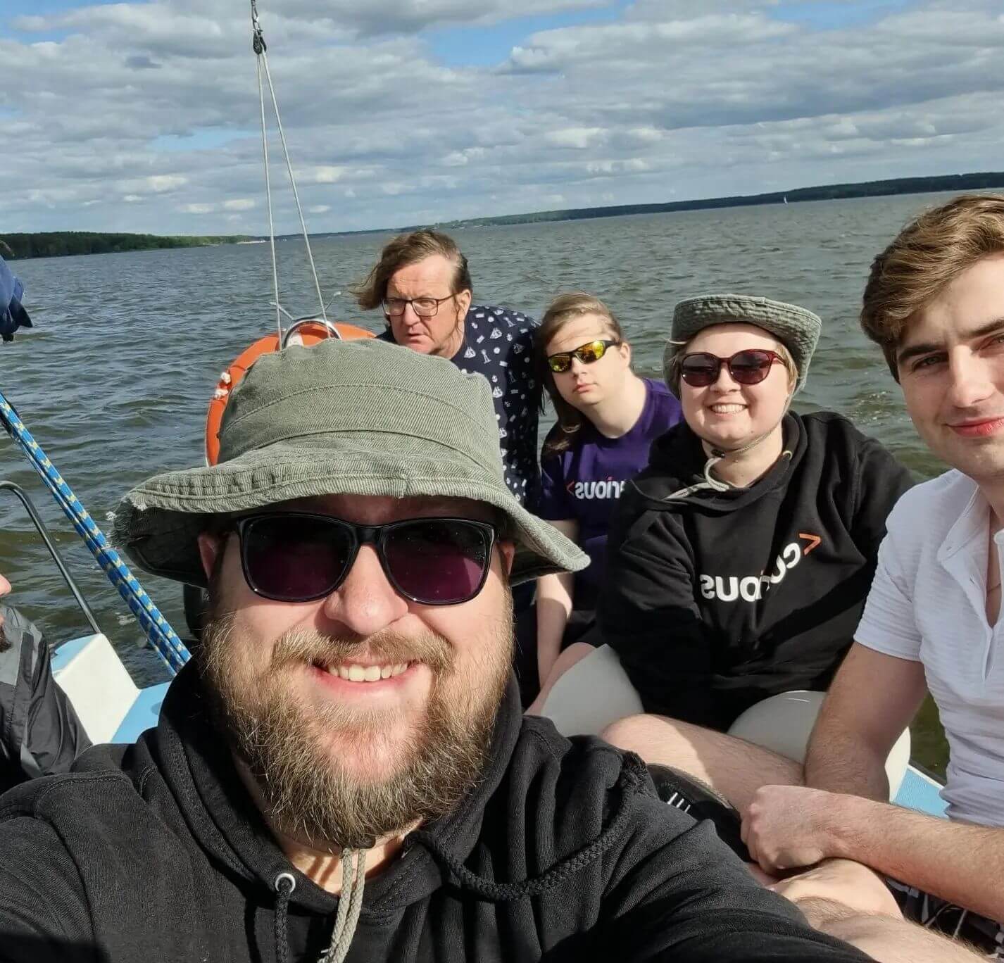 Team members sailing