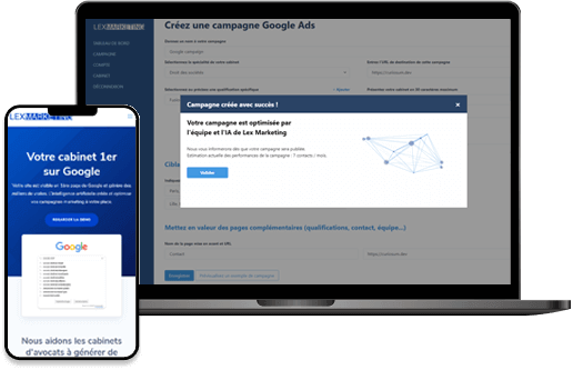 Main dashboard of aplication showed in laptop and smartphone frames 